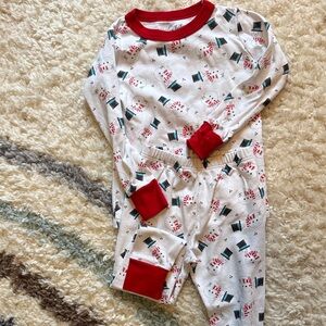 Magnolia Snowman Print Kids Pajama Set with Red Trim